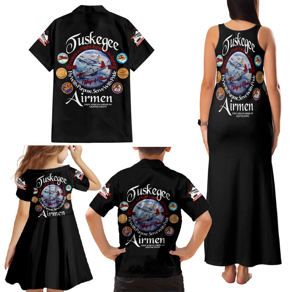 Wings of Honor Tuskegee Airmen Family Matching Tank Maxi Dress and Hawaiian Shirt 332nd 477th Fighter Group Tribute - Wonder Print Shop