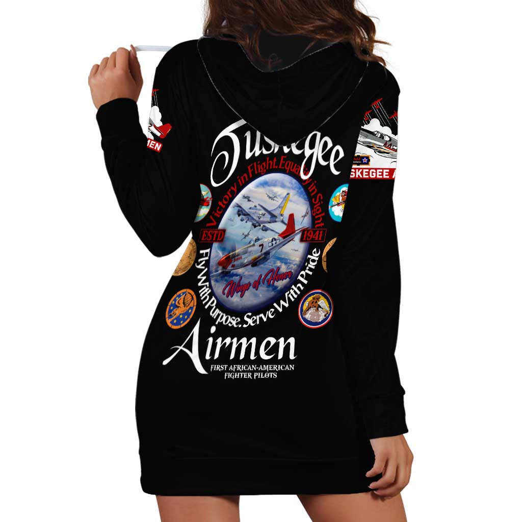Wings of Honor Tuskegee Airmen Hoodie Dress 332nd 477th Fighter Group Tribute - Wonder Print Shop