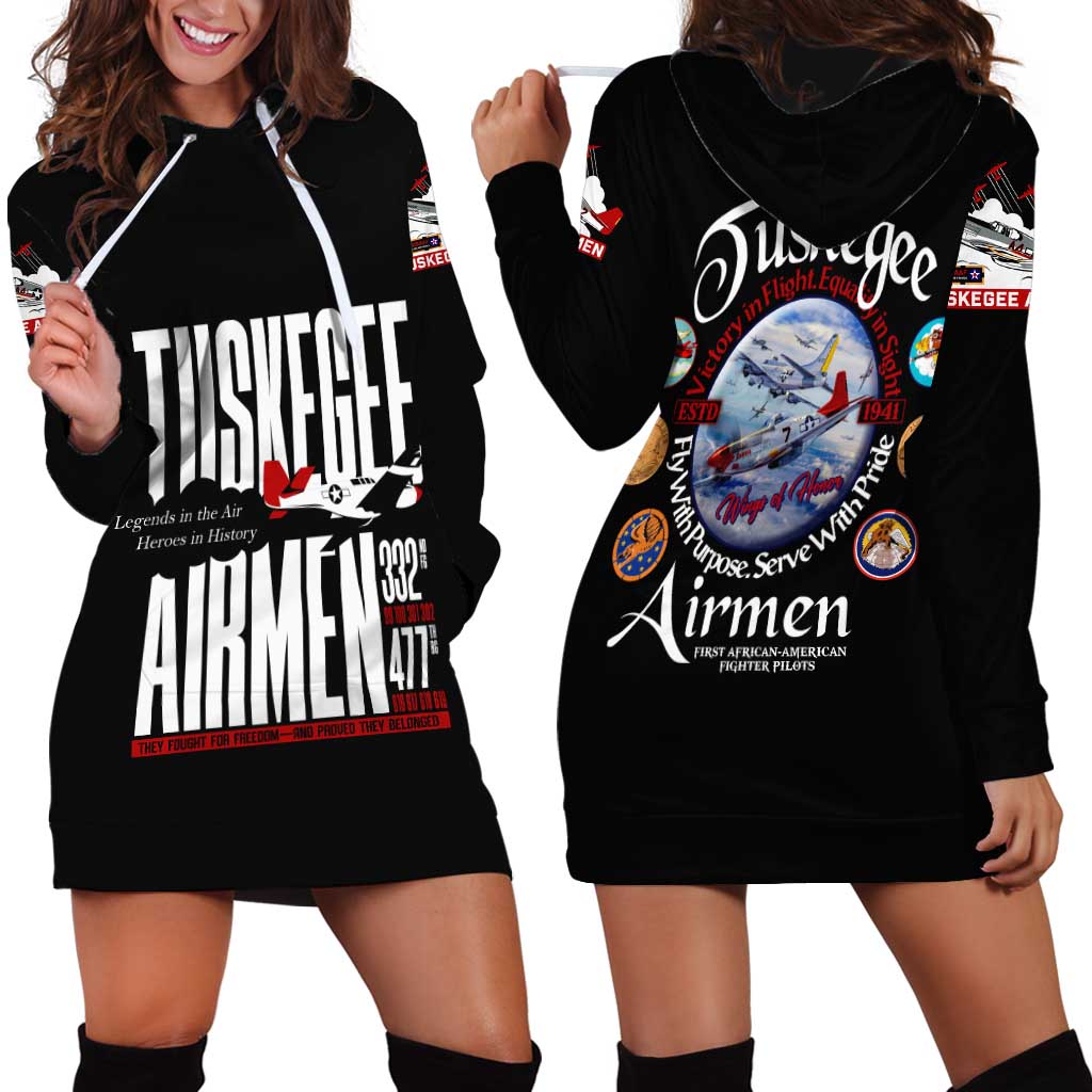 Wings of Honor Tuskegee Airmen Hoodie Dress 332nd 477th Fighter Group Tribute - Wonder Print Shop
