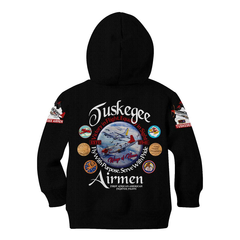 Wings of Honor Tuskegee Airmen Kid Hoodie 332nd 477th Fighter Group Tribute - Wonder Print Shop