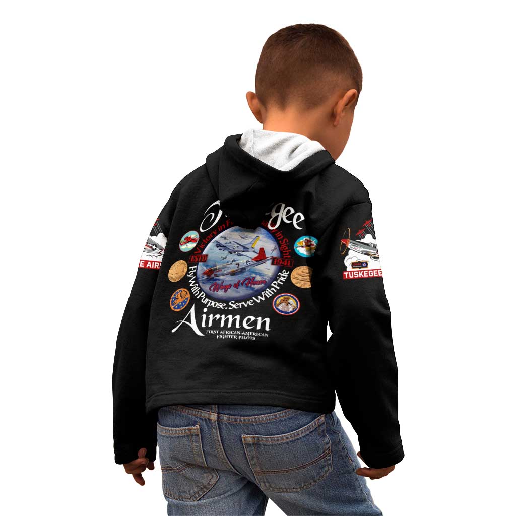 Wings of Honor Tuskegee Airmen Kid Hoodie 332nd 477th Fighter Group Tribute - Wonder Print Shop