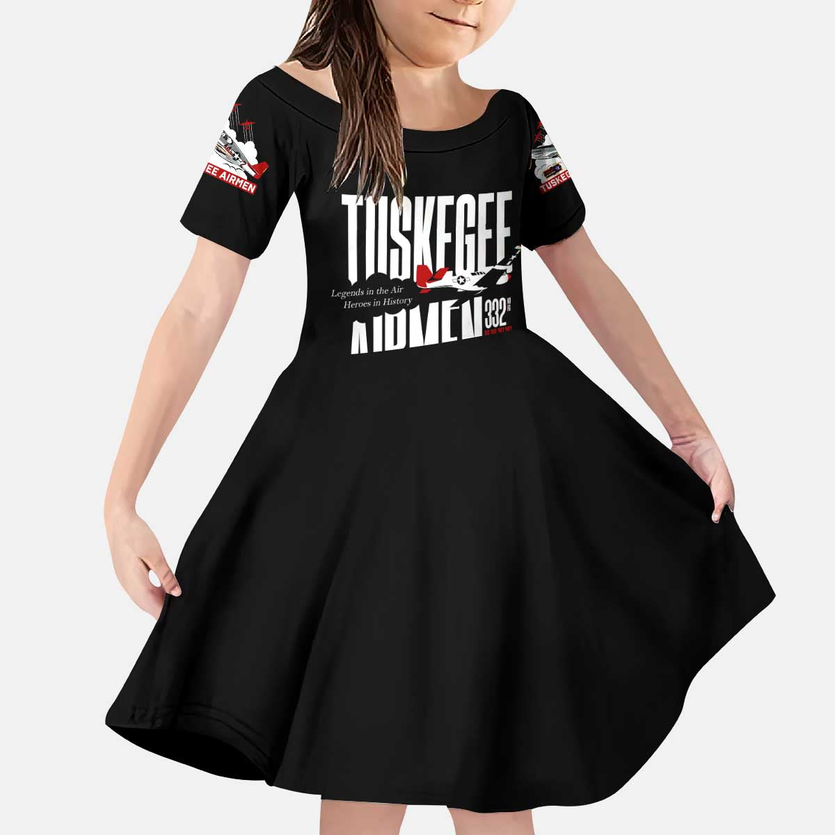 Wings of Honor Tuskegee Airmen Kid Short Sleeve Dress 332nd 477th Fighter Group Tribute - Wonder Print Shop