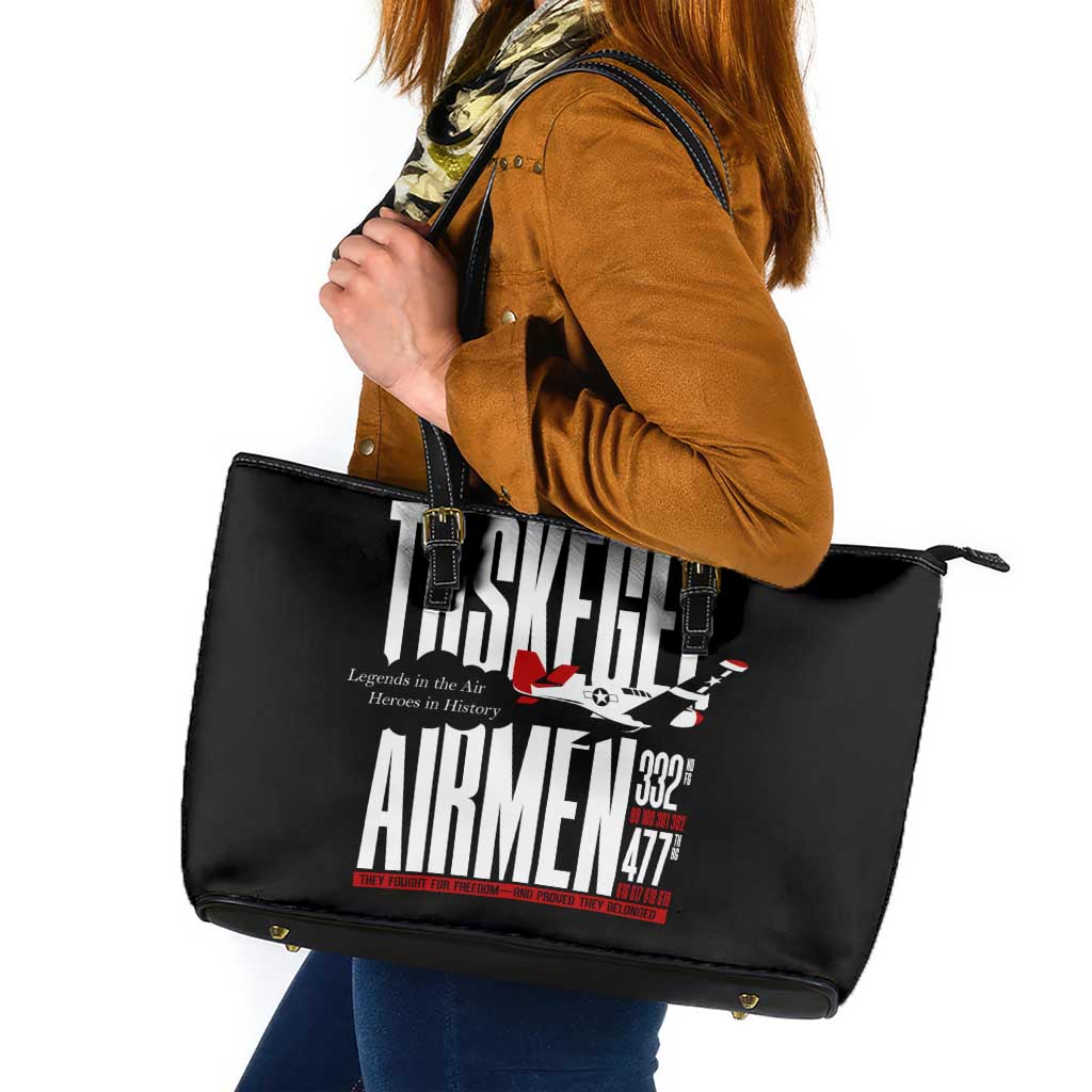 Wings of Honor Tuskegee Airmen Leather Tote Bag 332nd 477th Fighter Group Tribute - Wonder Print Shop
