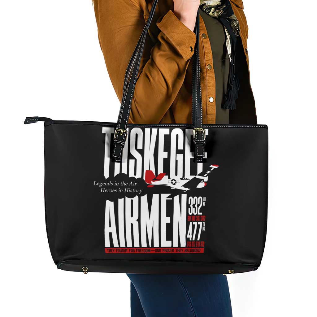 Wings of Honor Tuskegee Airmen Leather Tote Bag 332nd 477th Fighter Group Tribute - Wonder Print Shop