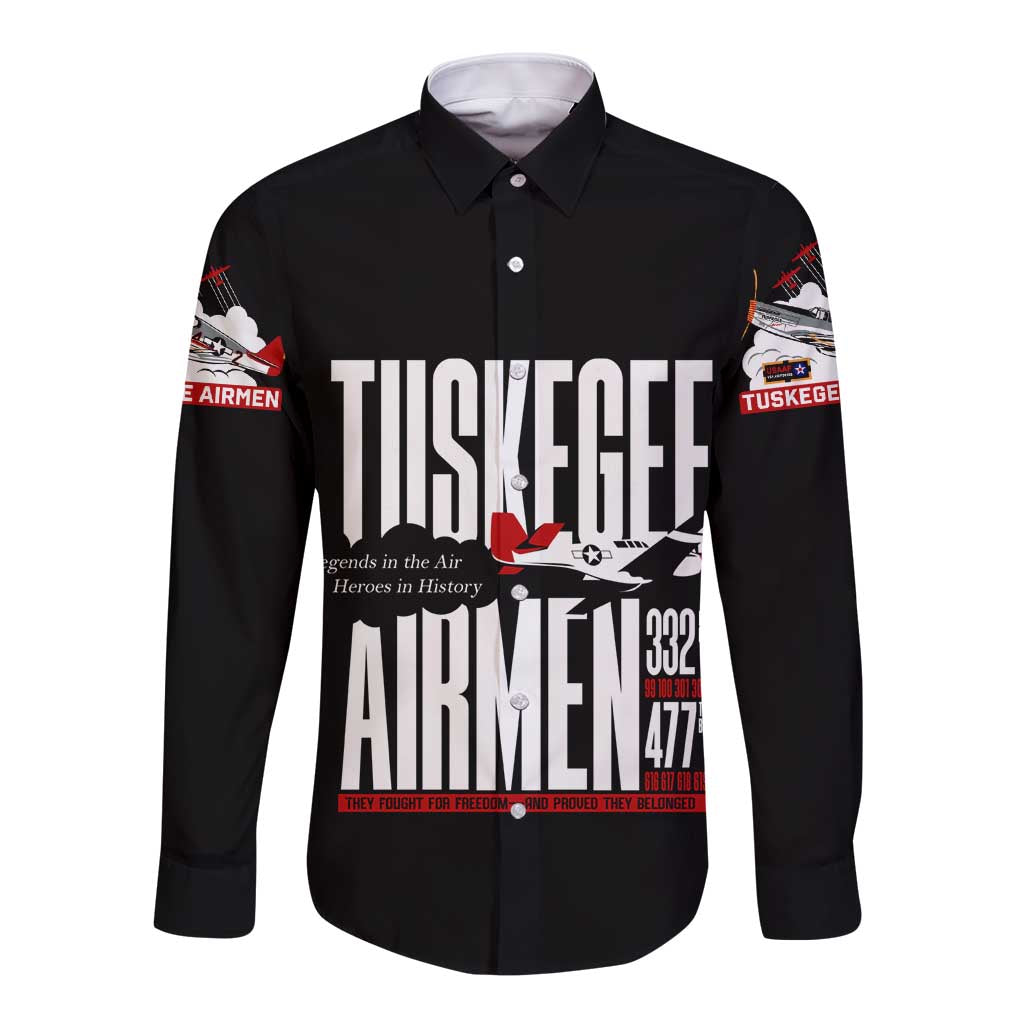 Wings of Honor Tuskegee Airmen Long Sleeve Button Shirt 332nd 477th Fighter Group Tribute - Wonder Print Shop