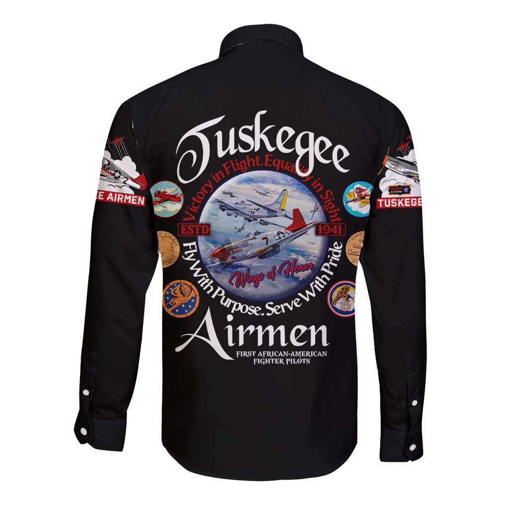 Wings of Honor Tuskegee Airmen Long Sleeve Button Shirt 332nd 477th Fighter Group Tribute - Wonder Print Shop
