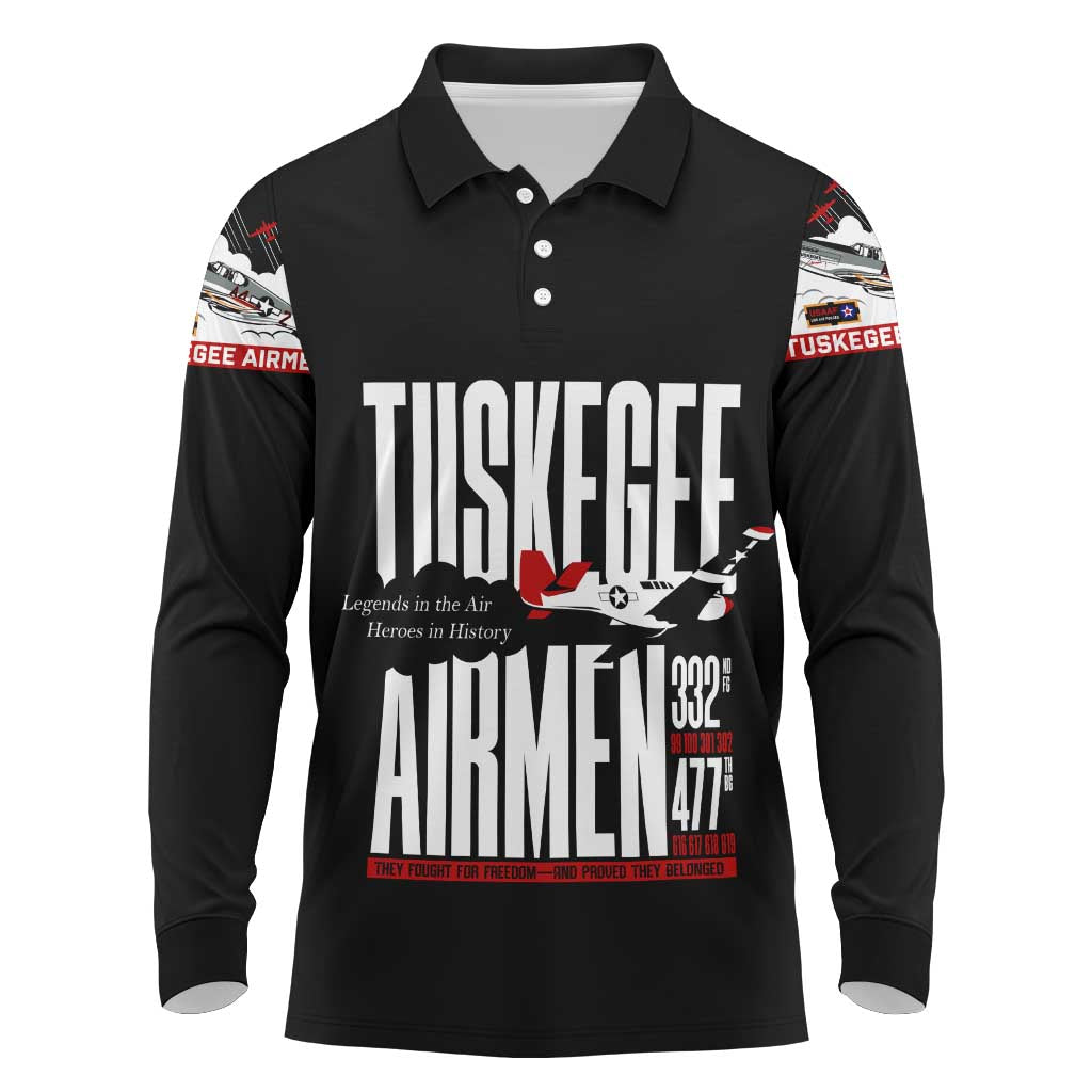 Wings of Honor Tuskegee Airmen Long Sleeve Polo Shirt 332nd 477th Fighter Group Tribute - Wonder Print Shop