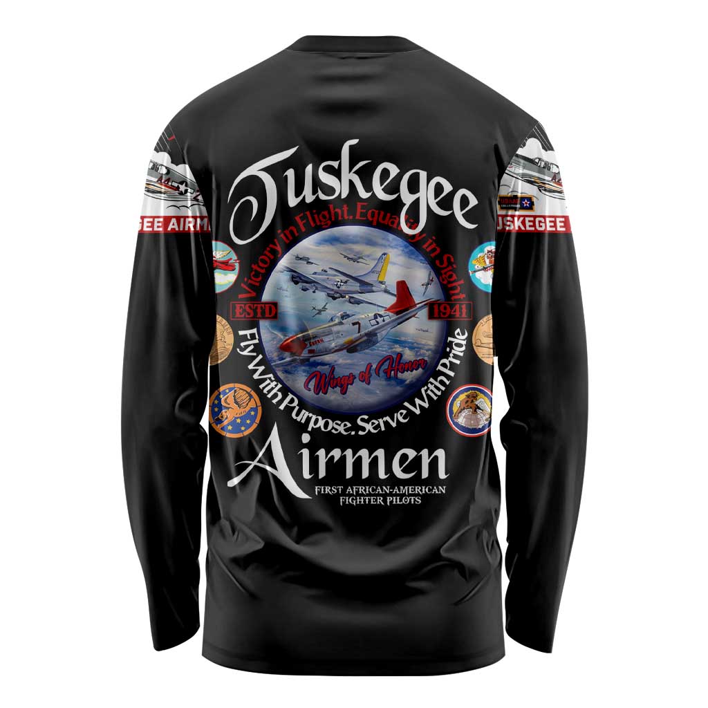 Wings of Honor Tuskegee Airmen Long Sleeve Shirt 332nd 477th Fighter Group Tribute - Wonder Print Shop