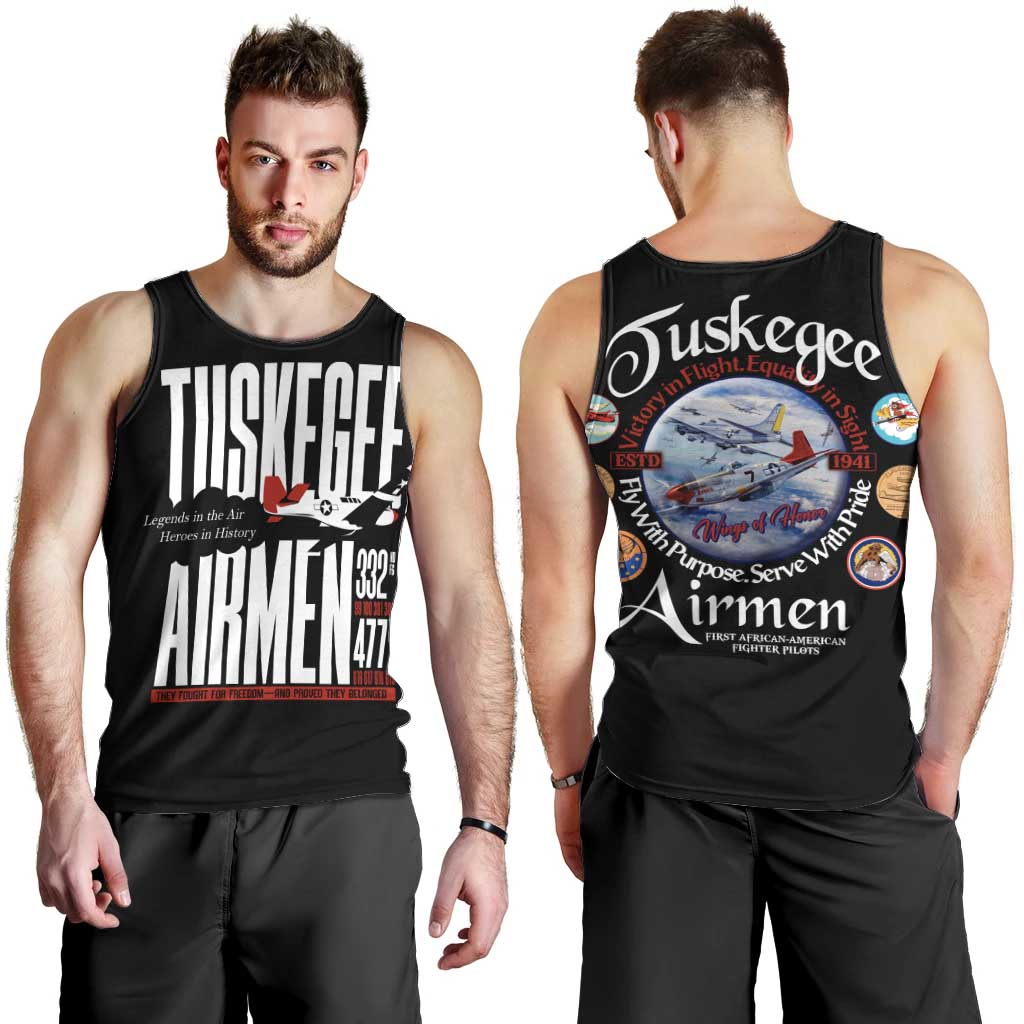 Wings of Honor Tuskegee Airmen Men Tank Top 332nd 477th Fighter Group Tribute - Wonder Print Shop