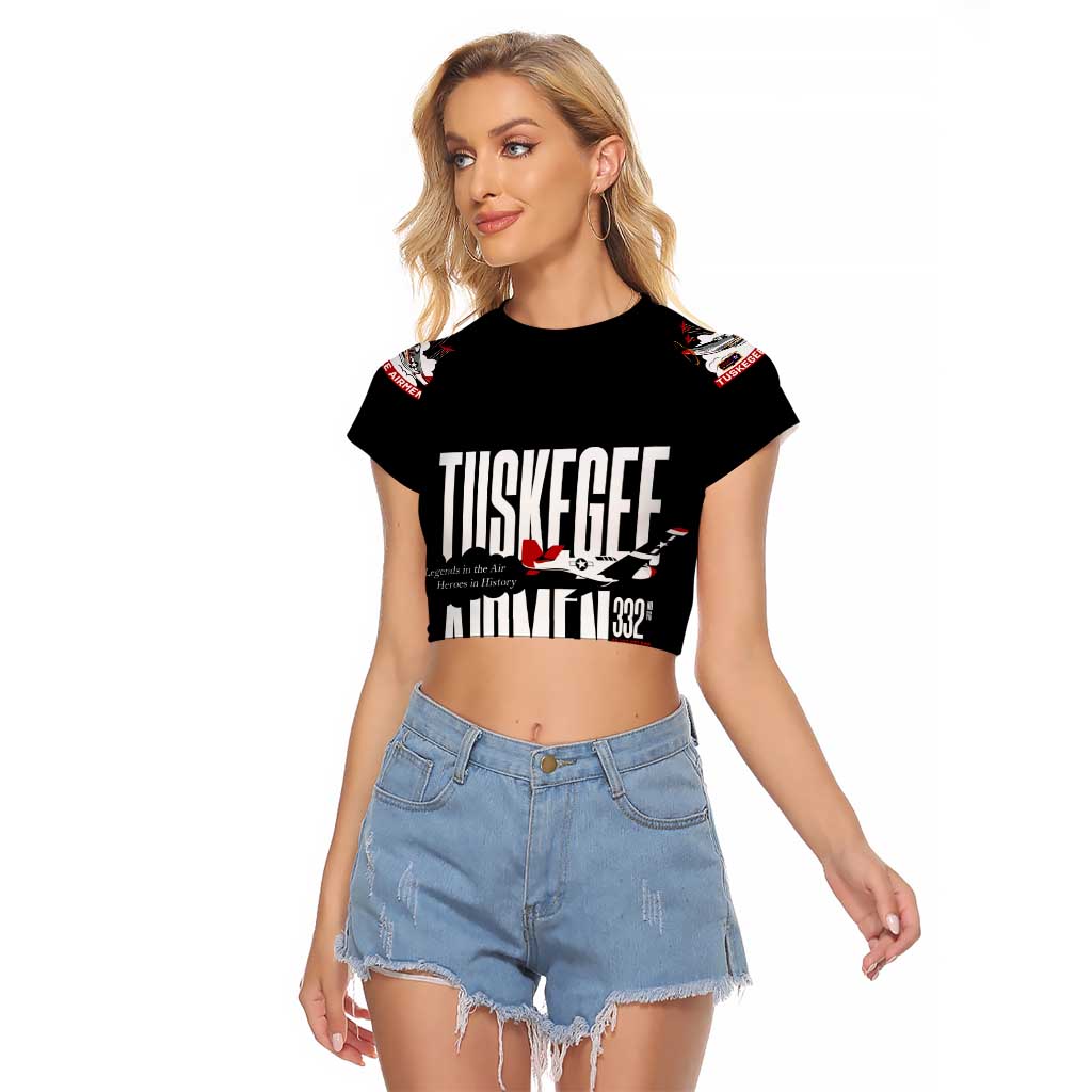 Wings of Honor Tuskegee Airmen Raglan Cropped T Shirt 332nd 477th Fighter Group Tribute - Wonder Print Shop