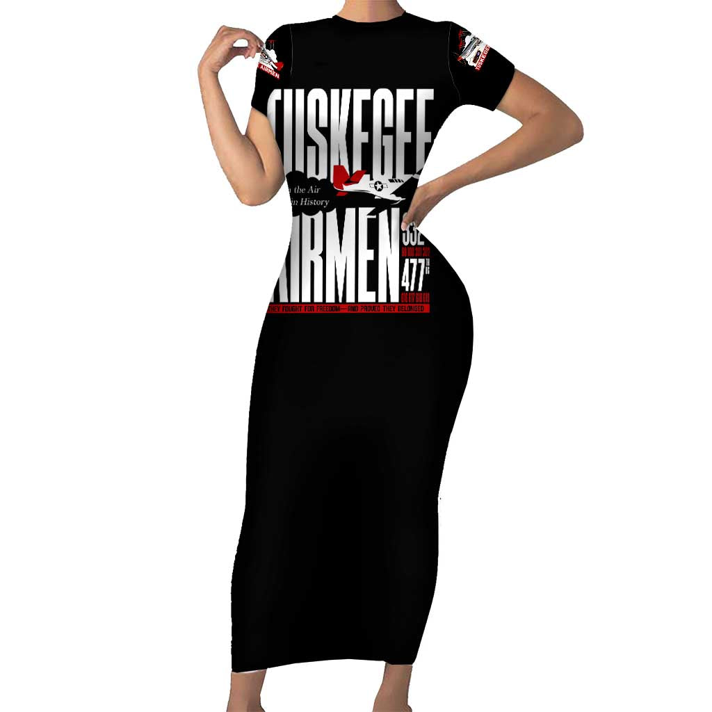 Wings of Honor Tuskegee Airmen Short Sleeve Bodycon Dress 332nd 477th Fighter Group Tribute - Wonder Print Shop