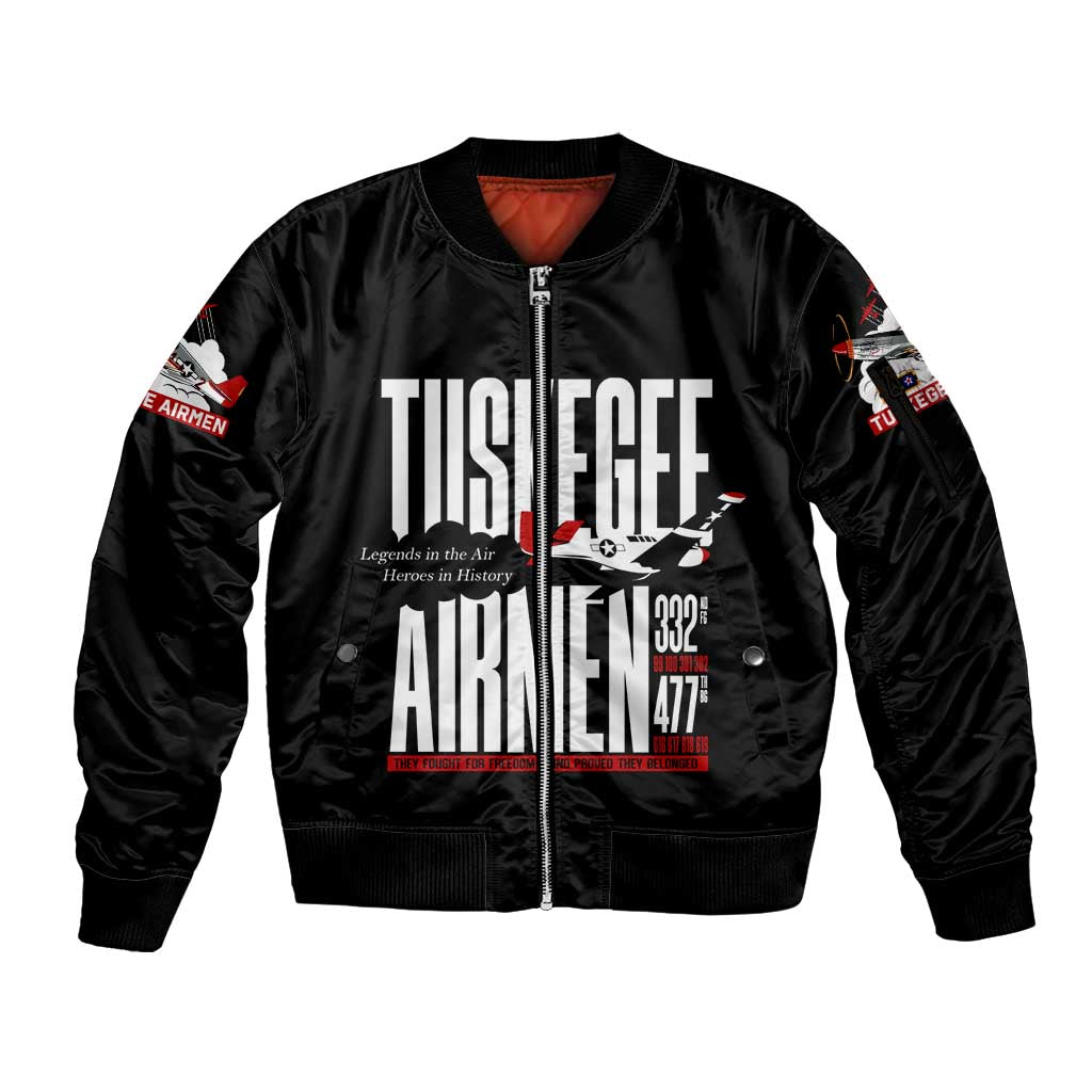 Wings of Honor Tuskegee Airmen Sleeve Zip Bomber Jacket 332nd 477th Fighter Group Tribute - Wonder Print Shop