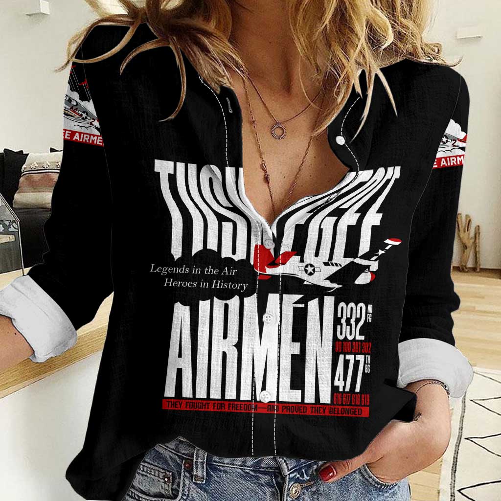 Wings of Honor Tuskegee Airmen Women Casual Shirt 332nd 477th Fighter Group Tribute - Wonder Print Shop