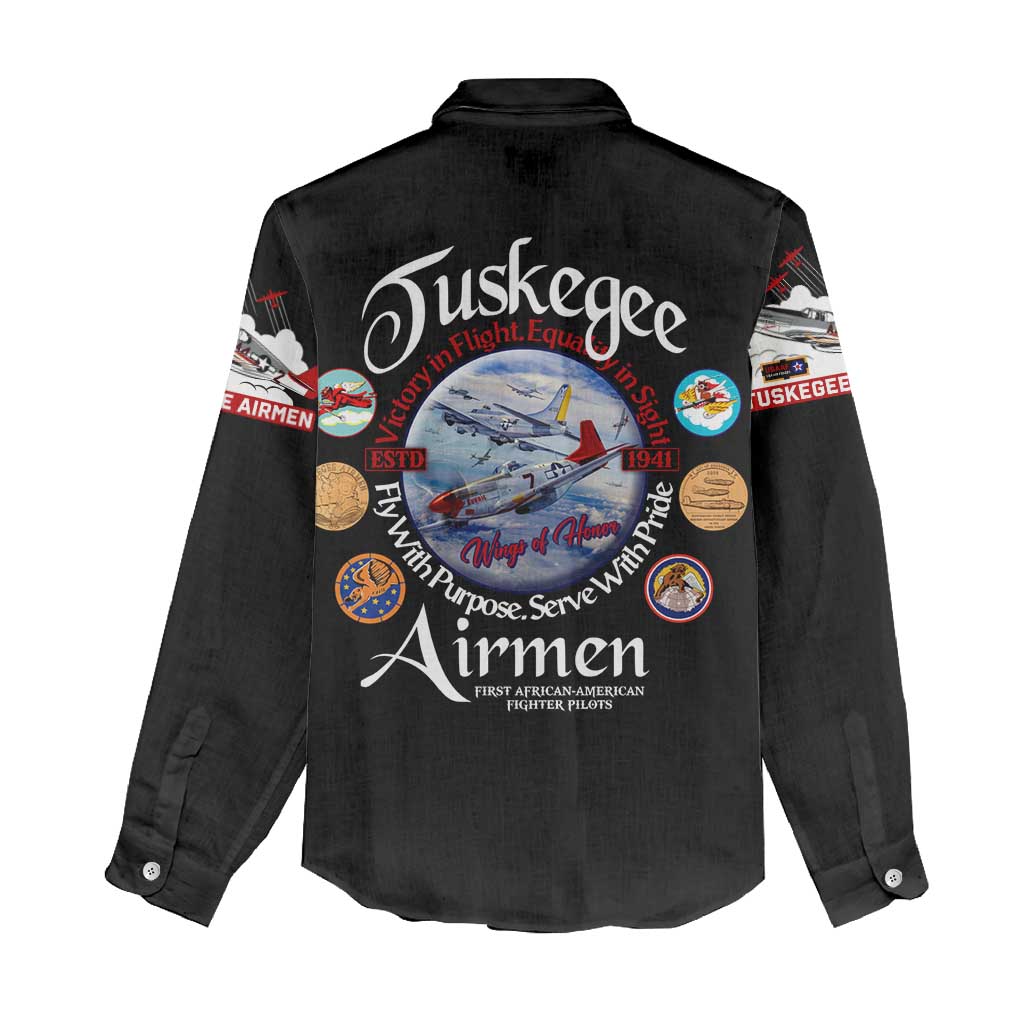 Wings of Honor Tuskegee Airmen Women Casual Shirt 332nd 477th Fighter Group Tribute - Wonder Print Shop
