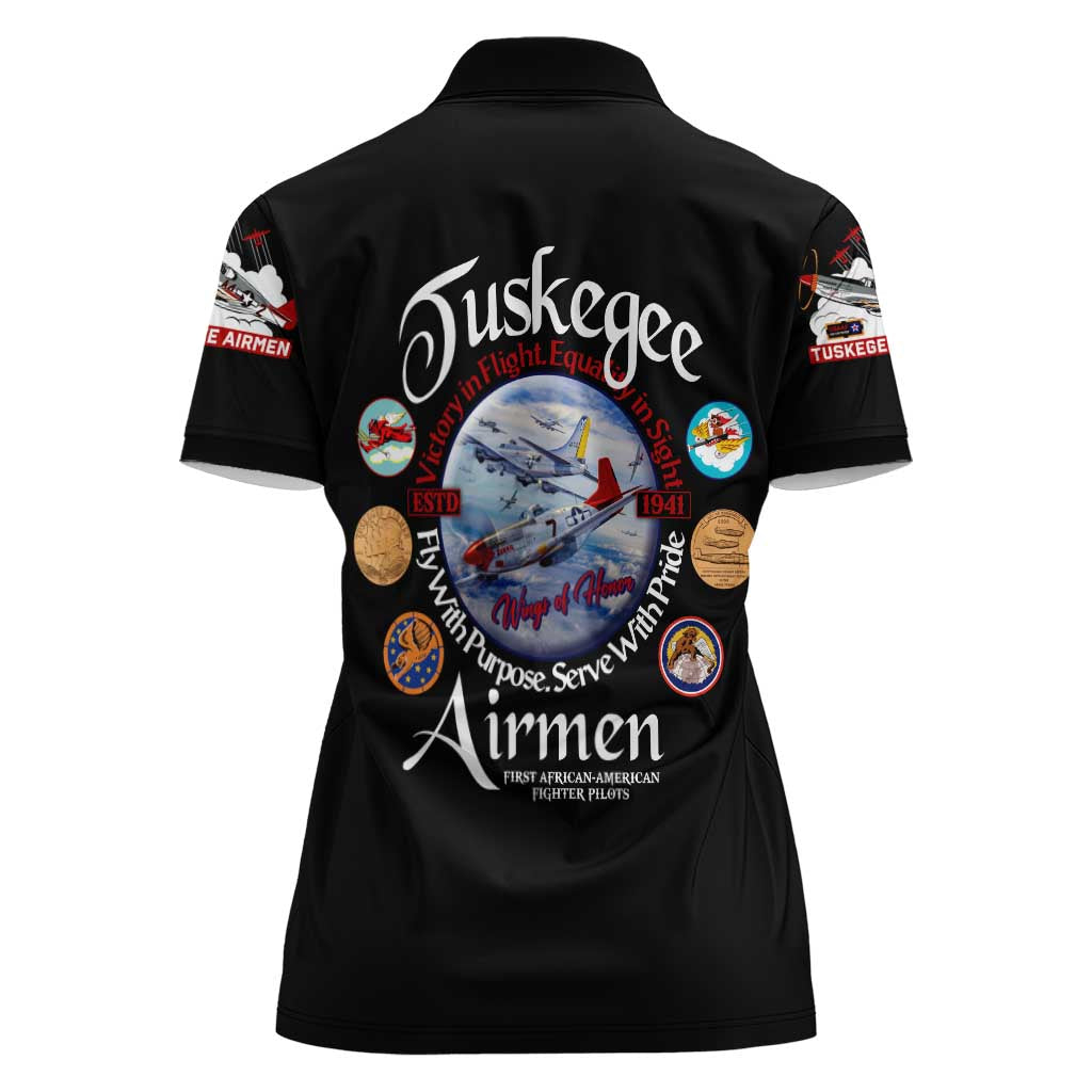Wings of Honor Tuskegee Airmen Women Polo Shirt 332nd 477th Fighter Group Tribute - Wonder Print Shop