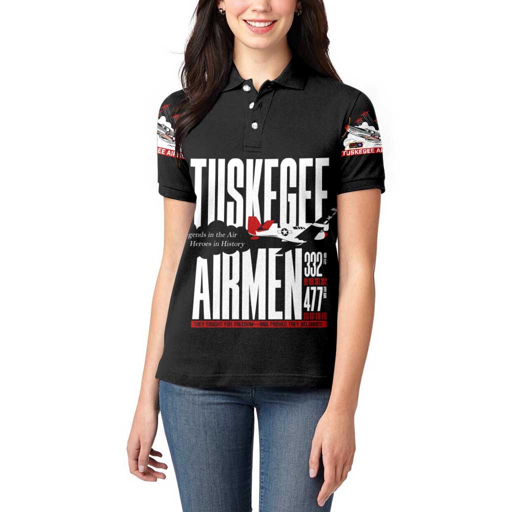 Wings of Honor Tuskegee Airmen Women Polo Shirt 332nd 477th Fighter Group Tribute - Wonder Print Shop