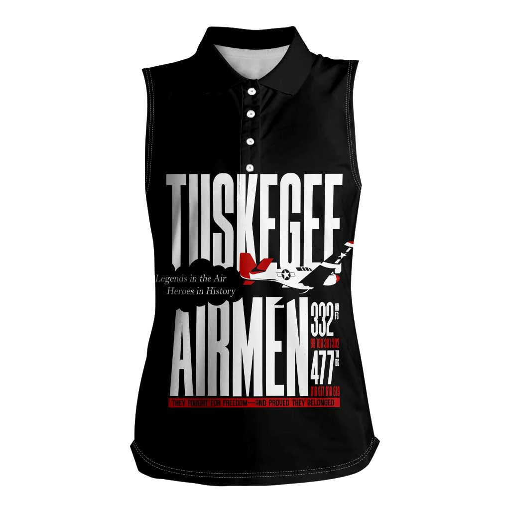 Wings of Honor Tuskegee Airmen Women Sleeveless Polo Shirt 332nd 477th Fighter Group Tribute - Wonder Print Shop