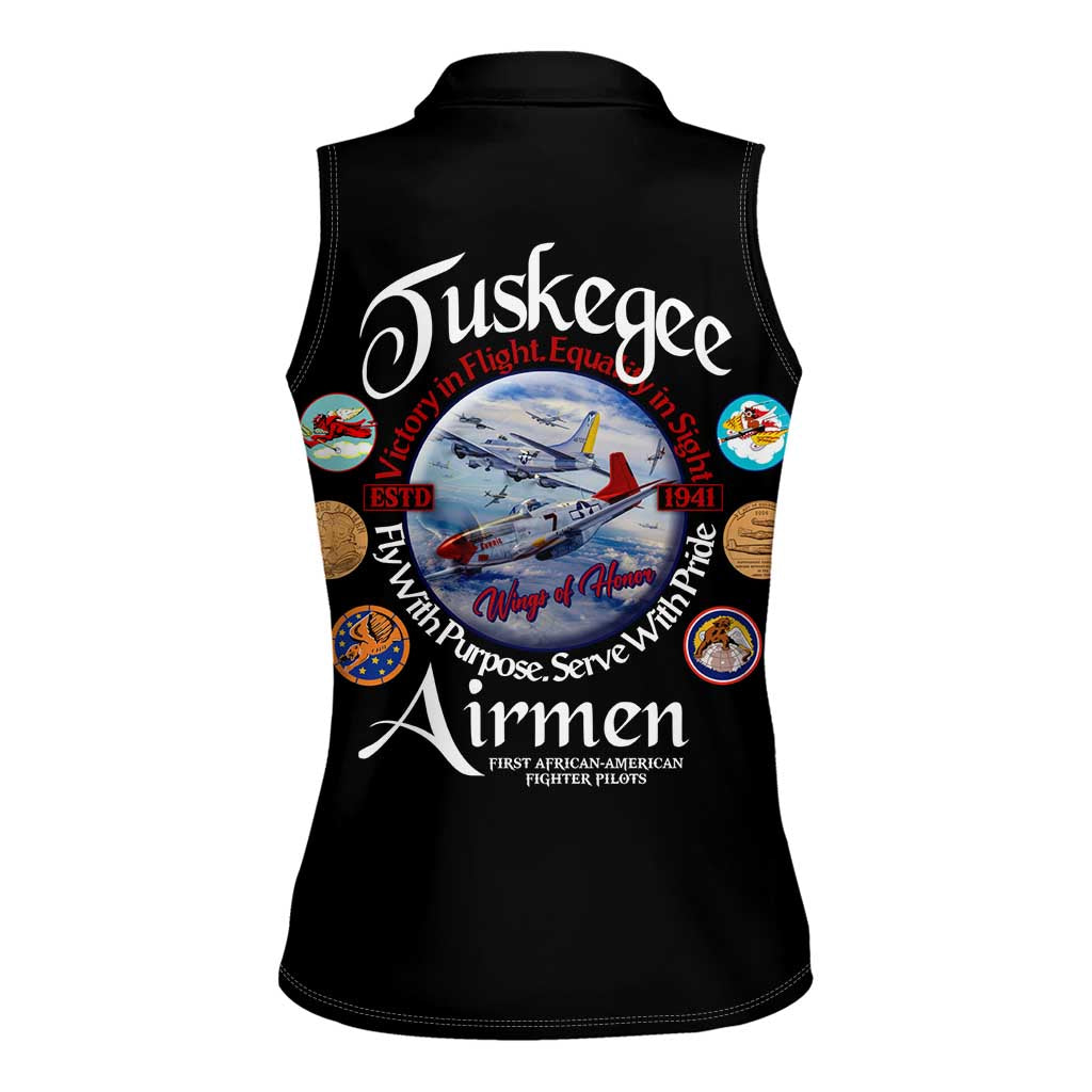 Wings of Honor Tuskegee Airmen Women Sleeveless Polo Shirt 332nd 477th Fighter Group Tribute - Wonder Print Shop