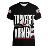 Wings of Honor Tuskegee Airmen Women V-Neck T-Shirt 332nd 477th Fighter Group Tribute - Wonder Print Shop