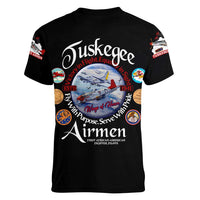 Wings of Honor Tuskegee Airmen Women V-Neck T-Shirt 332nd 477th Fighter Group Tribute - Wonder Print Shop