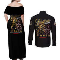 Buffalo Soldiers 1866-1944 Couples Matching Off Shoulder Maxi Dress and Long Sleeve Button Shirt American Black Heros Legacy - Wonder Print Shop