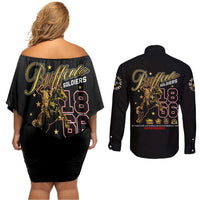 Buffalo Soldiers 1866-1944 Couples Matching Off Shoulder Short Dress and Long Sleeve Button Shirt American Black Heros Legacy - Wonder Print Shop