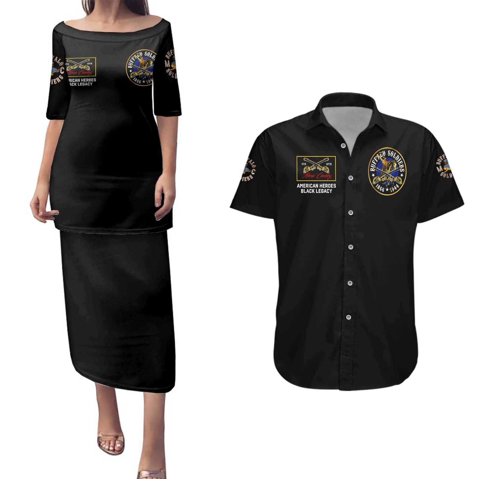 Buffalo Soldiers 1866-1944 Couples Matching Puletasi and Hawaiian Shirt American Black Heros Legacy - Wonder Print Shop