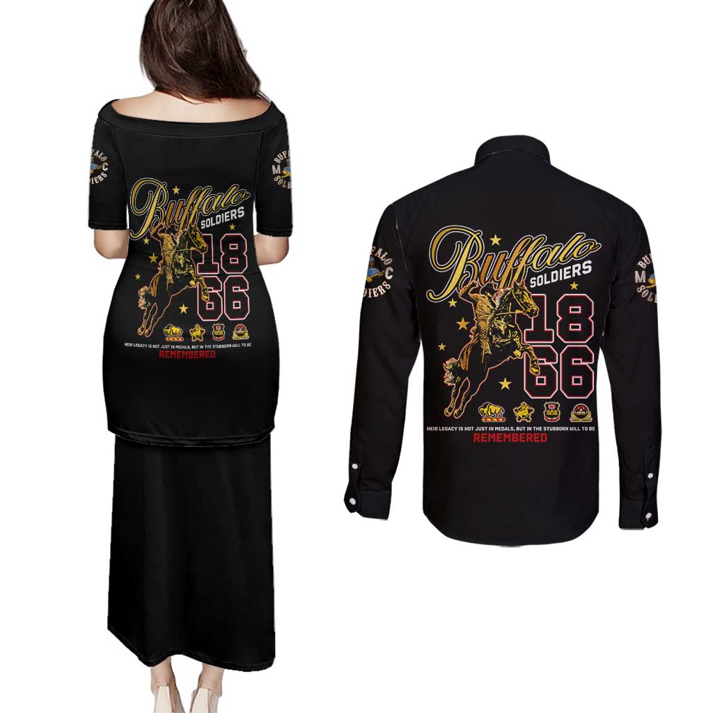 Buffalo Soldiers 1866-1944 Couples Matching Puletasi and Long Sleeve Button Shirt American Black Heros Legacy - Wonder Print Shop