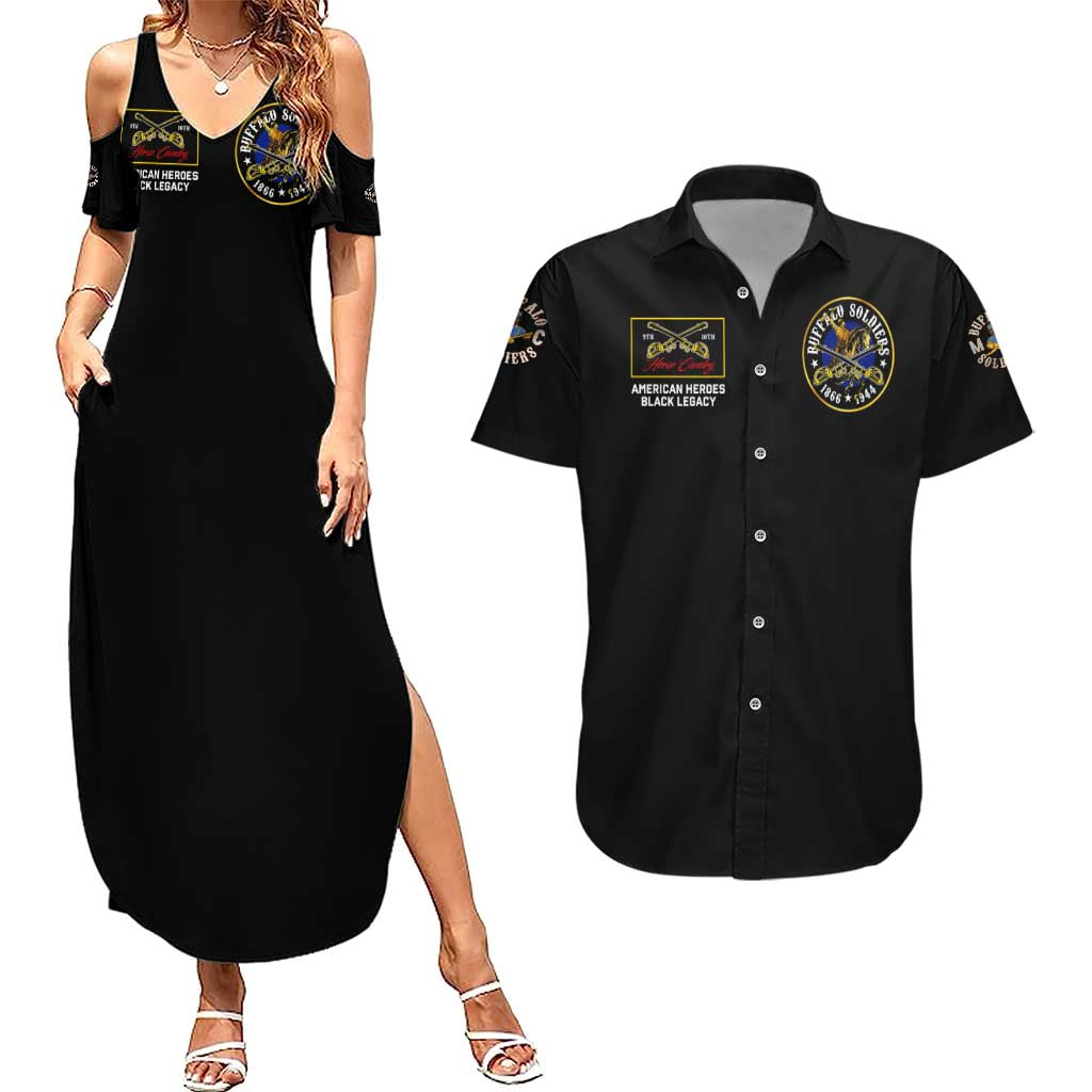 Buffalo Soldiers 1866-1944 Couples Matching Summer Maxi Dress and Hawaiian Shirt American Black Heros Legacy - Wonder Print Shop