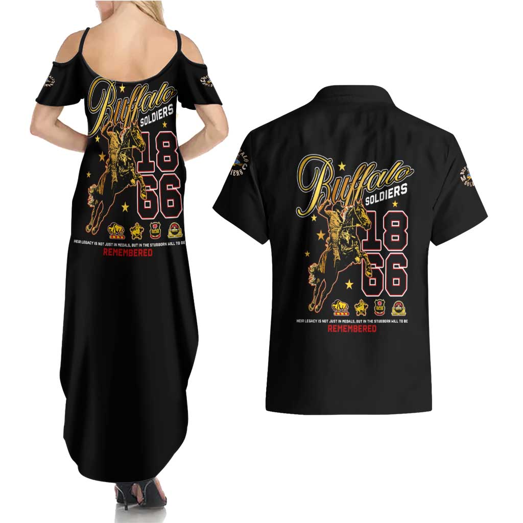 Buffalo Soldiers 1866-1944 Couples Matching Summer Maxi Dress and Hawaiian Shirt American Black Heros Legacy - Wonder Print Shop