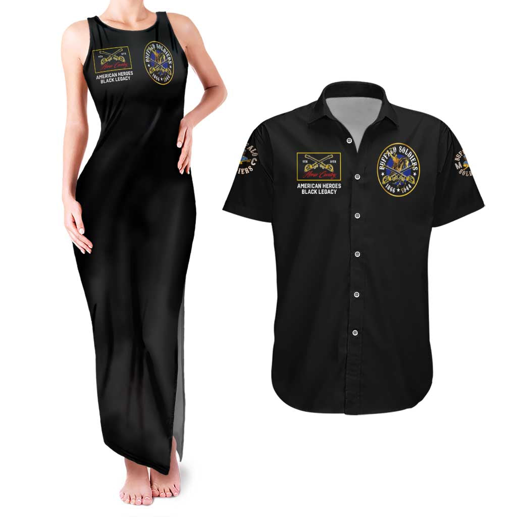 Buffalo Soldiers 1866-1944 Couples Matching Tank Maxi Dress and Hawaiian Shirt American Black Heros Legacy - Wonder Print Shop