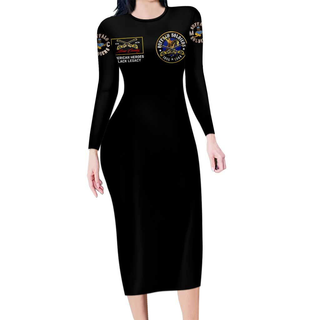 Buffalo Soldiers 1866-1944 Family Matching Long Sleeve Bodycon Dress and Hawaiian Shirt American Black Heros Legacy - Wonder Print Shop