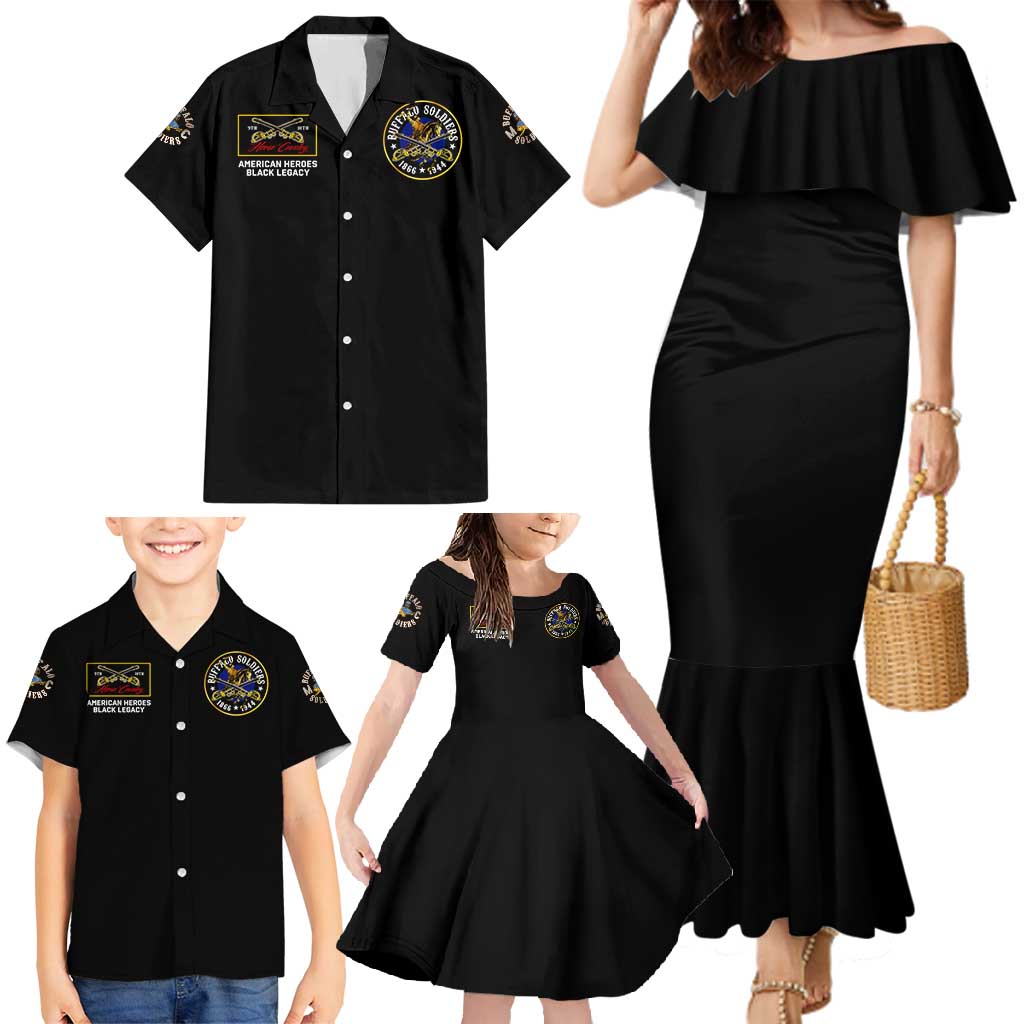 Buffalo Soldiers 1866-1944 Family Matching Mermaid Dress and Hawaiian Shirt American Black Heros Legacy - Wonder Print Shop