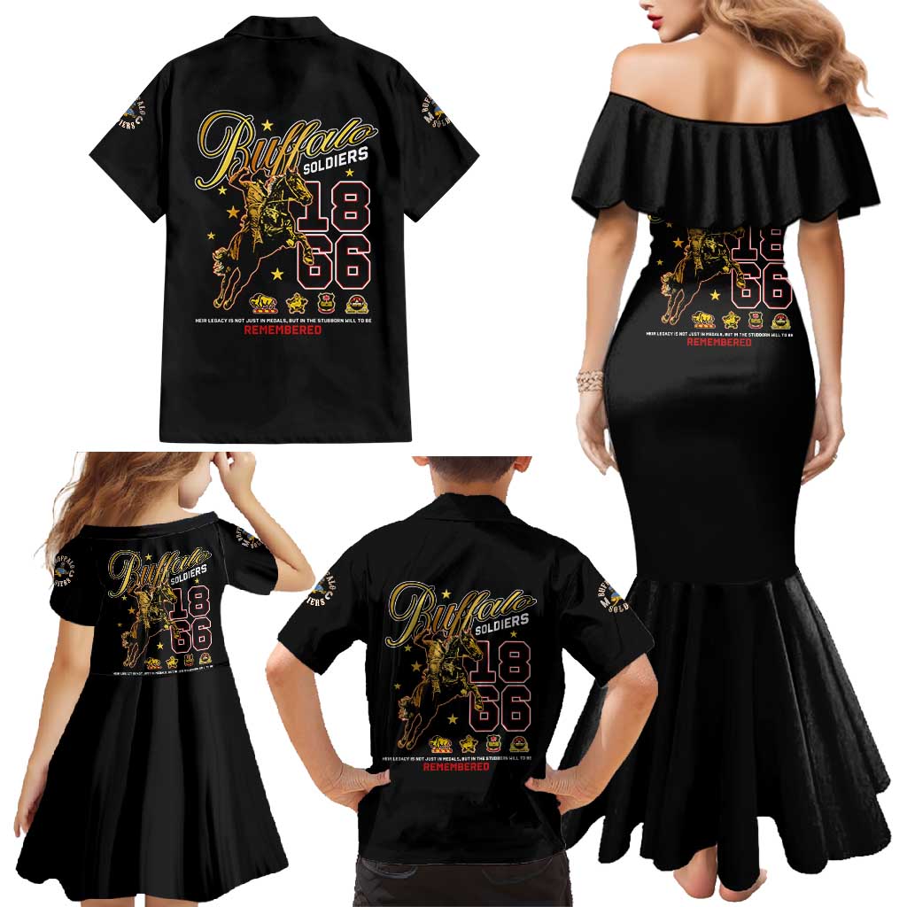 Buffalo Soldiers 1866-1944 Family Matching Mermaid Dress and Hawaiian Shirt American Black Heros Legacy - Wonder Print Shop