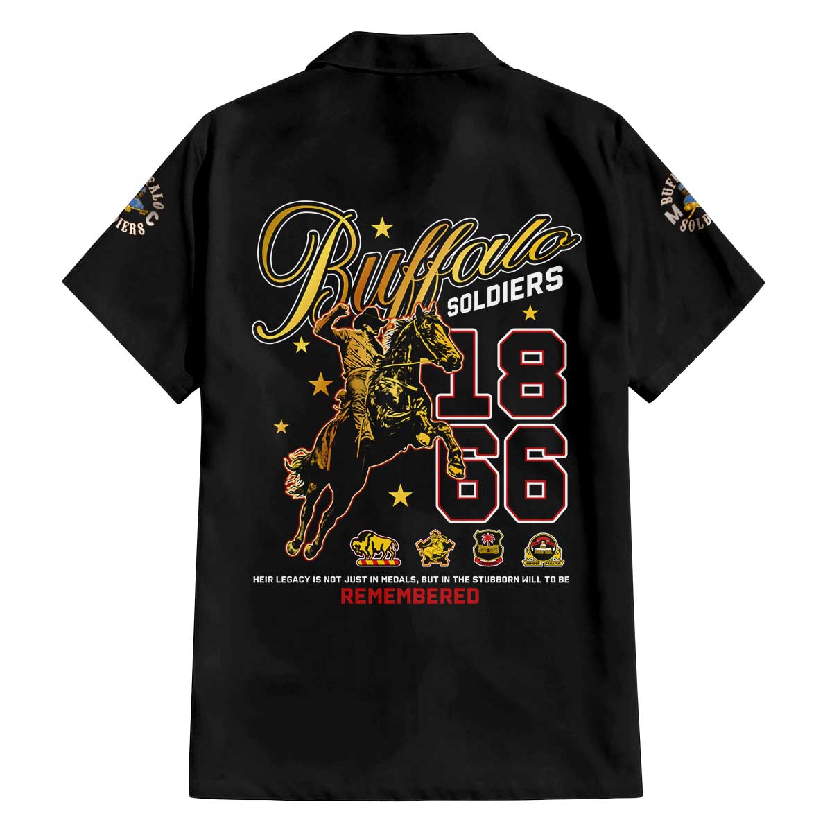 Buffalo Soldiers 1866-1944 Family Matching Off The Shoulder Long Sleeve Dress and Hawaiian Shirt American Black Heros Legacy - Wonder Print Shop