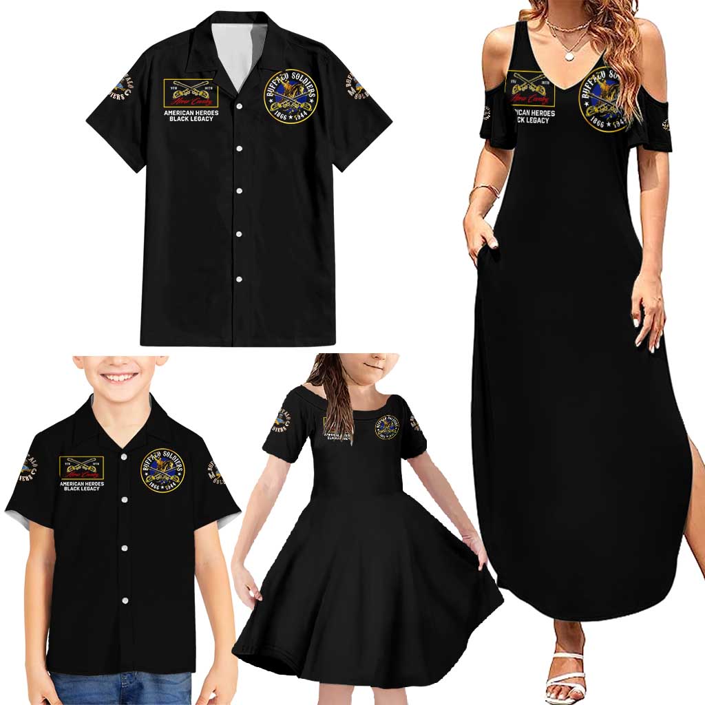 Buffalo Soldiers 1866-1944 Family Matching Summer Maxi Dress and Hawaiian Shirt American Black Heros Legacy - Wonder Print Shop