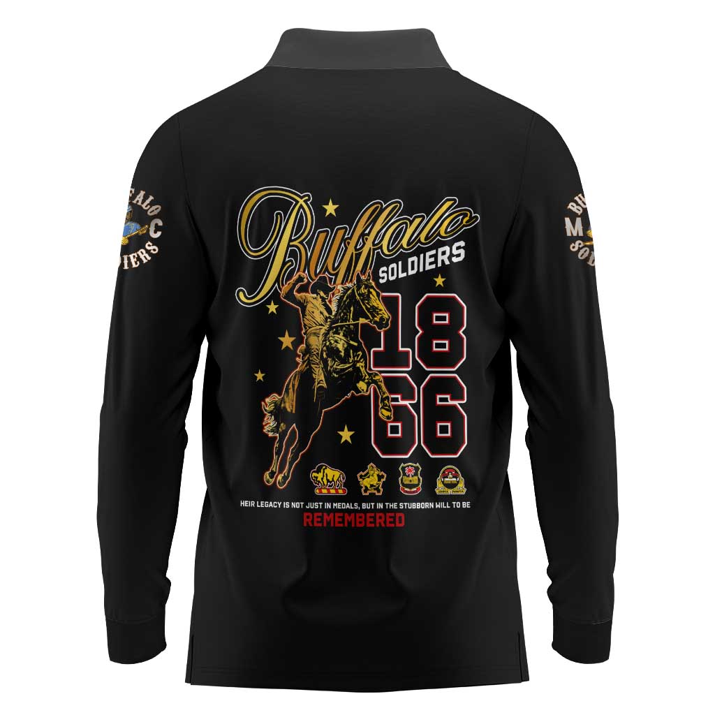 Buffalo Soldiers 1866-1944 Long Sleeve Polo Shirt American Black Heros Legacy - Wonder Print Shop
