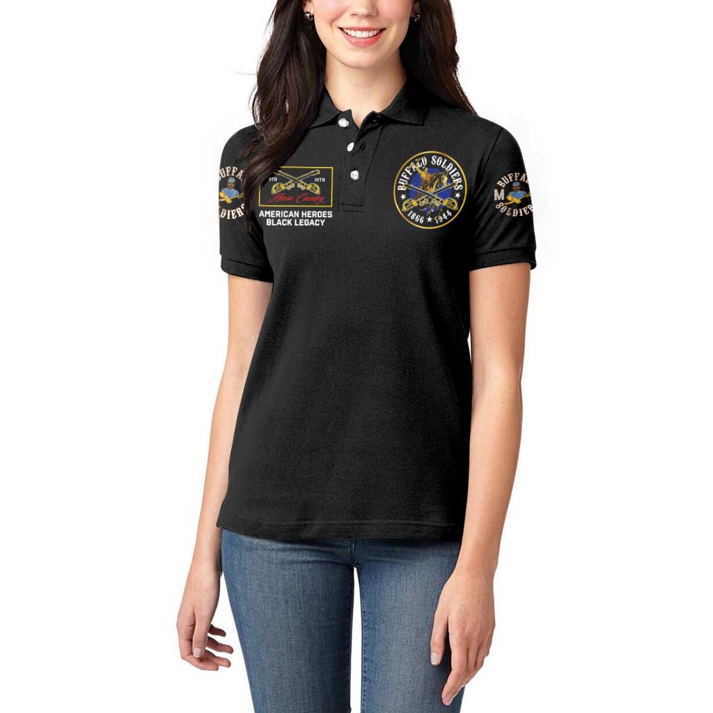 Buffalo Soldiers 1866-1944 Women Polo Shirt American Black Heros Legacy - Wonder Print Shop
