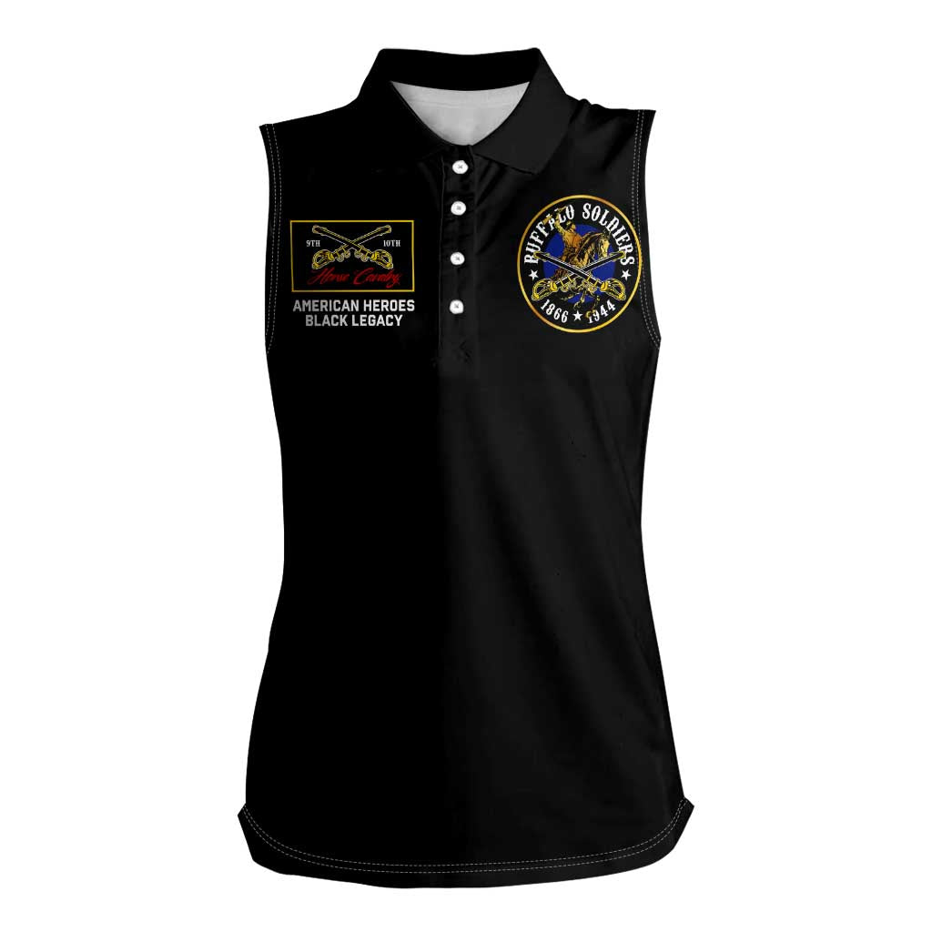 Buffalo Soldiers 1866-1944 Women Sleeveless Polo Shirt American Black Heros Legacy - Wonder Print Shop