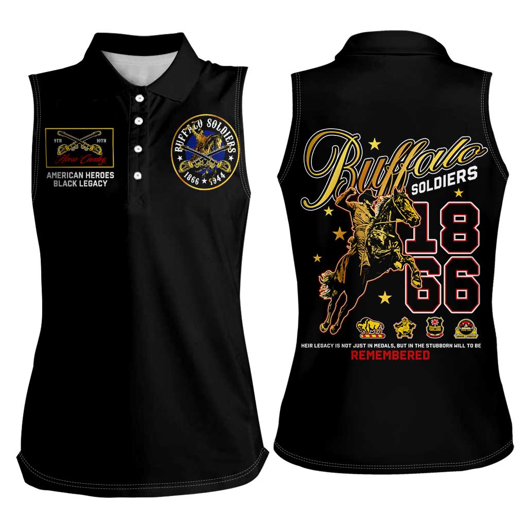 Buffalo Soldiers 1866-1944 Women Sleeveless Polo Shirt American Black Heros Legacy - Wonder Print Shop