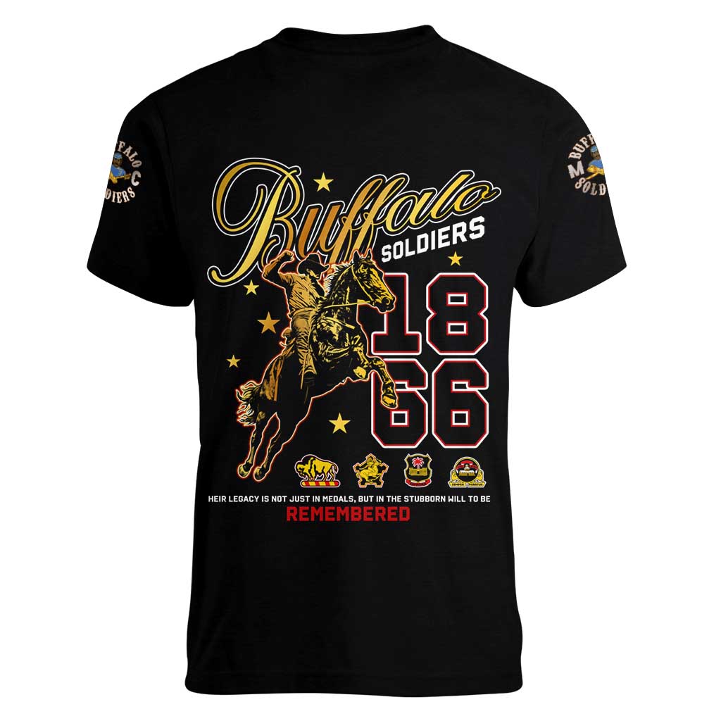 Buffalo Soldiers 1866-1944 Women V-Neck T-Shirt American Black Heros Legacy - Wonder Print Shop