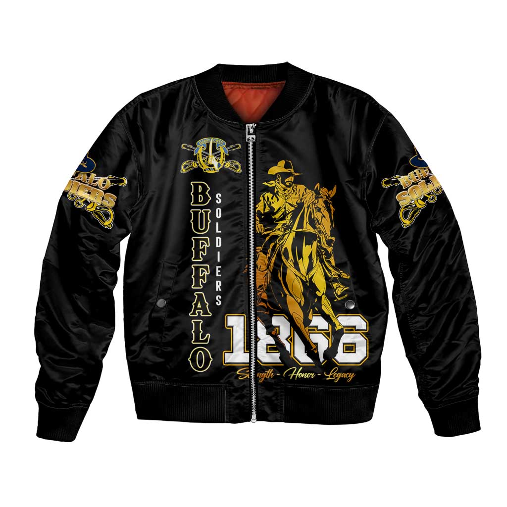 Buffalo Soldiers Strength Honor Legacy Bomber Jacket African-American Cavalry Tribute - Wonder Print Shop