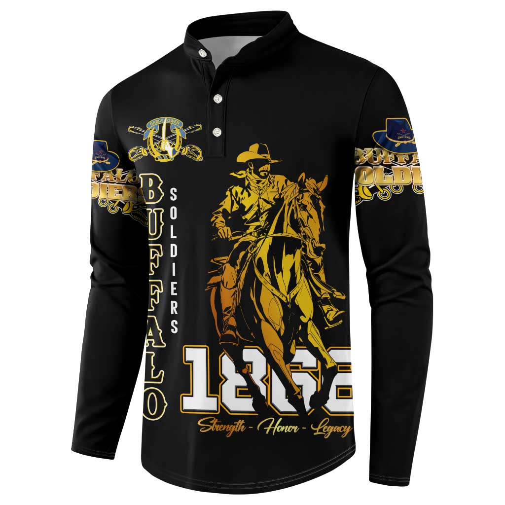 Buffalo Soldiers Strength Honor Legacy Button Sweatshirt African-American Cavalry Tribute - Wonder Print Shop