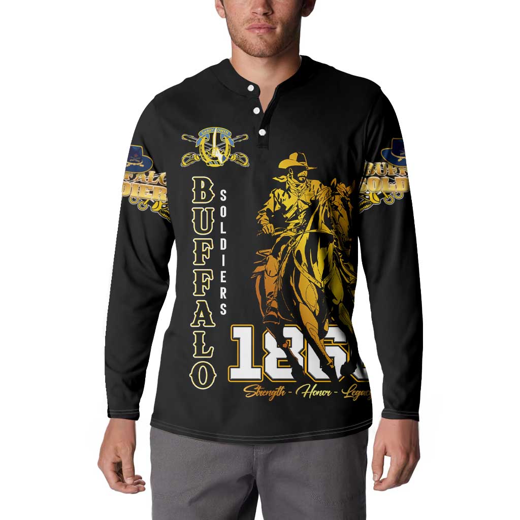 Buffalo Soldiers Strength Honor Legacy Button Sweatshirt African-American Cavalry Tribute - Wonder Print Shop