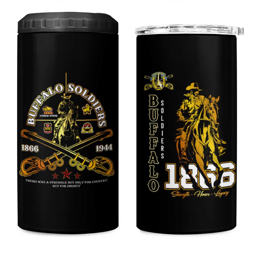 Buffalo Soldiers Strength Honor Legacy 4 in 1 Can Cooler Tumbler African-American Cavalry Tribute - Wonder Print Shop