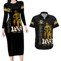 Buffalo Soldiers Strength Honor Legacy Couples Matching Long Sleeve Bodycon Dress and Hawaiian Shirt African-American Cavalry Tribute - Wonder Print Shop