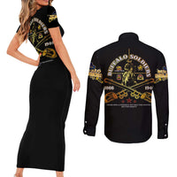Buffalo Soldiers Strength Honor Legacy Couples Matching Short Sleeve Bodycon Dress and Long Sleeve Button Shirt African-American Cavalry Tribute - Wonder Print Shop