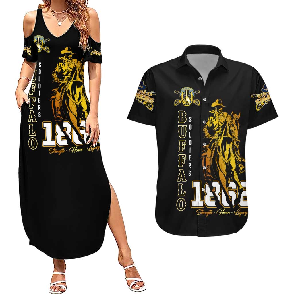 Buffalo Soldiers Strength Honor Legacy Couples Matching Summer Maxi Dress and Hawaiian Shirt African-American Cavalry Tribute - Wonder Print Shop