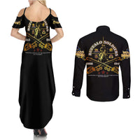 Buffalo Soldiers Strength Honor Legacy Couples Matching Summer Maxi Dress and Long Sleeve Button Shirt African-American Cavalry Tribute - Wonder Print Shop
