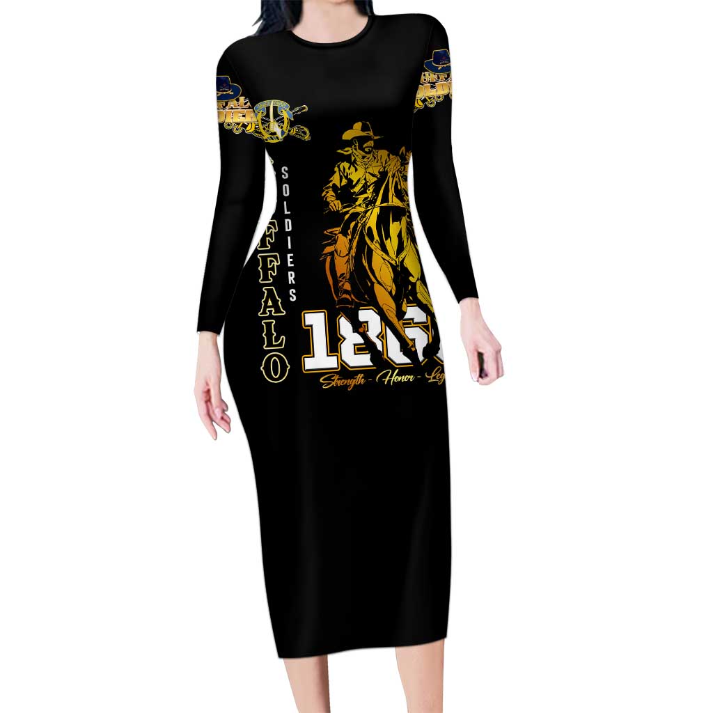 Buffalo Soldiers Strength Honor Legacy Family Matching Long Sleeve Bodycon Dress and Hawaiian Shirt African-American Cavalry Tribute - Wonder Print Shop